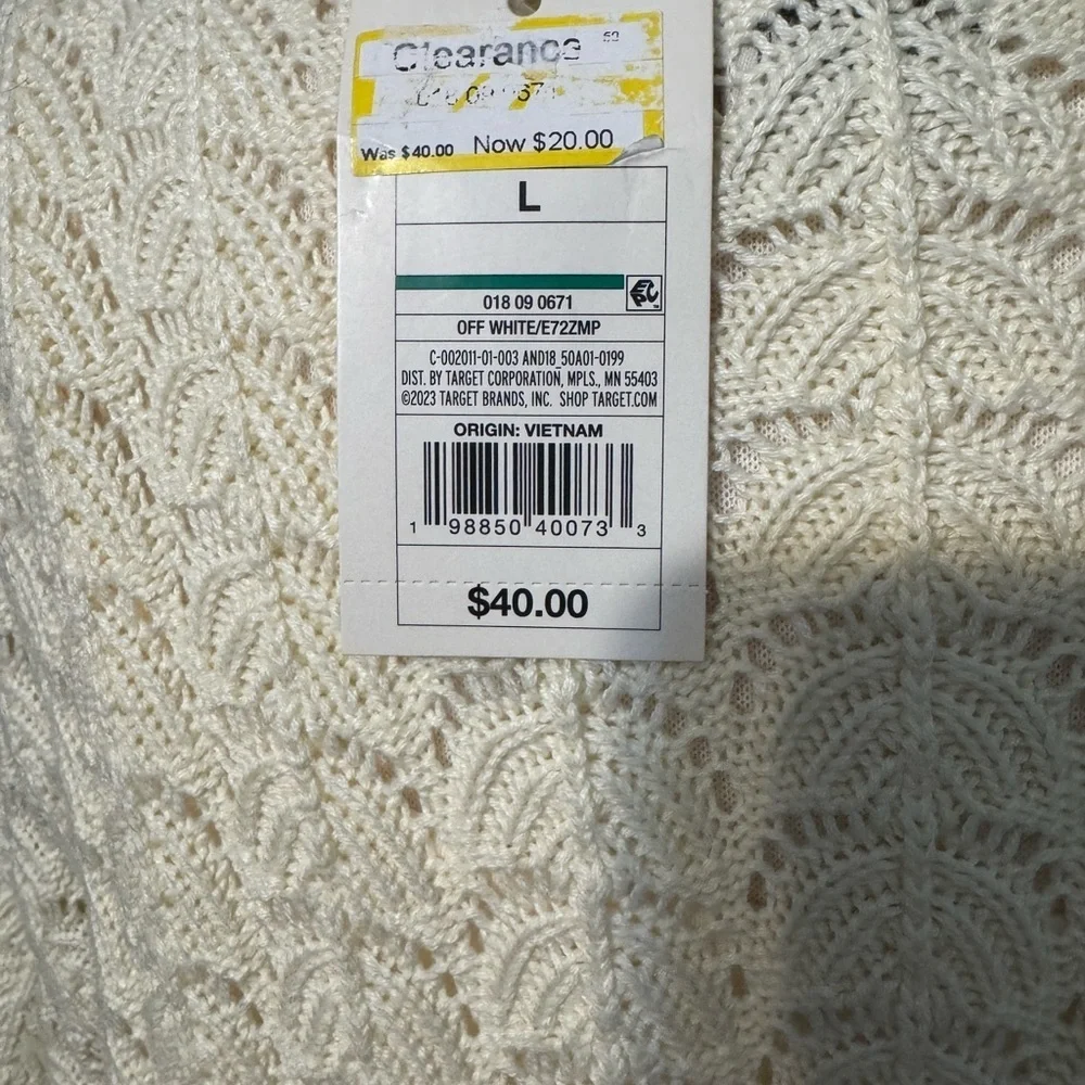 A New Day Cream Long Sleeve lined Knit Dress. Sz L